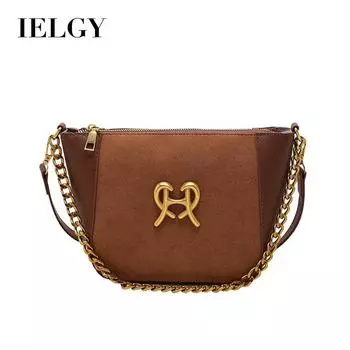 IELGY Женская матовая винтажная сумка-ведро с цепочкой через плечо и подмышкой хаки
