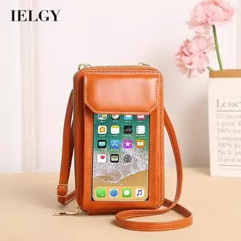 IELGY женская милая и модная сумка-мессенджер для мобильного телефона с сенсорным экраном коричневый