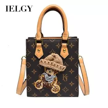 IELGY женская мини-сумка-тоут с медведем, высококачественная универсальная портативная сумка-мессенджер через плечо кофейный