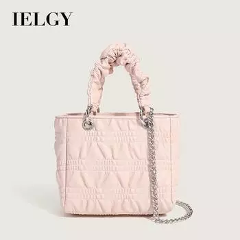 IELGY Женская модная однотонная плиссированная сумка для пригородных поездок, универсальная сумка через плечо с текстурой цепочки чёрный