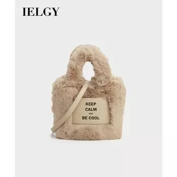 IELGY Женская модная плюшевая сумка-ведро, высококачественная портативная меховая сумка через плечо с косым пролетом