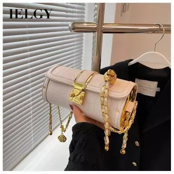 IELGY Женская модная сумка-цилиндр на плечо с цепочкой в иностранном стиле чёрный