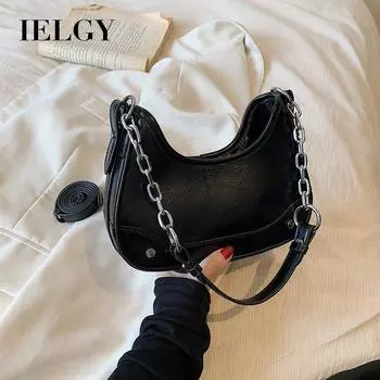 IELGY Женская модная сумка-подмышка с цепочкой, сумка через плечо, черная белый