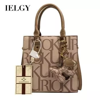 IELGY Женская модная сумка-тоут на одно плечо с текстурой и многофункциональным рисунком в виде алфавита, большая вместимость хаки