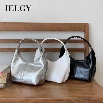 IELGY Женская модная высококачественная текстурированная сумка подмышками, универсальная повседневная сумка в форме полумесяца белый