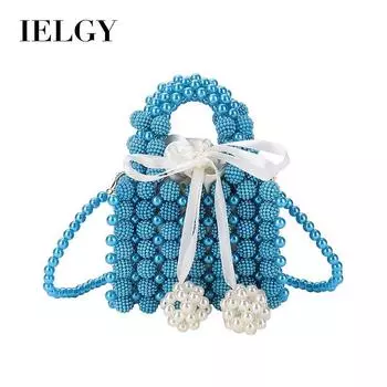 IELGY Женская модная жемчужная сумка, мини-милая сумка через плечо ручной работы, маленькая квадратная сумка через плечо бежевый