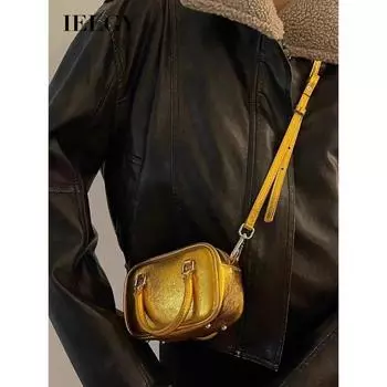 IELGY Женская модная золотая маленькая квадратная сумка для боулинга, повседневная и милая мини-портативная сумка-мессенджер золотой