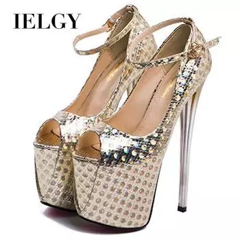 IELGY/женская обувь на высоком каблуке «рыбий рот» 19 см, тонкий каблук, неглубокий носок, синий, для ночного клуба, большой размер 34 синий