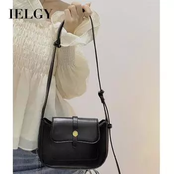 IELGY Женская однотонная сумка-седло, сумка для поездок за границу, сумка-мессенджер через плечо чёрный