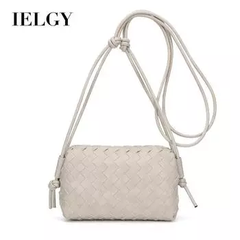 IELGY Женская плетеная сумка, маленькая квадратная сумка через плечо премиум-класса с бриллиантами чёрный