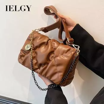 IELGY Женская плиссированная сумка-облако большой вместимости, модная универсальная сумка-мессенджер на цепочке белый