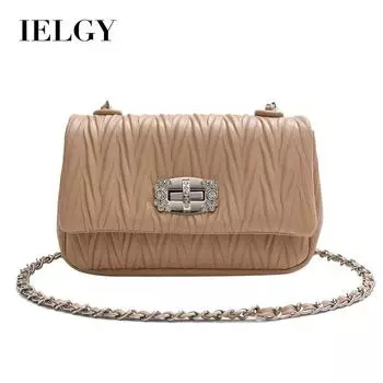 IELGY Женская плиссированная сумка-облако на цепочке, портативная сумка-мессенджер на плече и под мышками. бежевый
