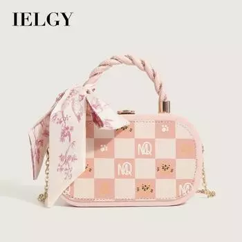 IELGY Женская портативная квадратная сумка в клетку с буквами, универсальная маленькая квадратная сумка с милой цепочкой, сумка через плечо. розовый