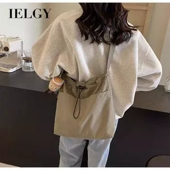 IELGY Женская повседневная сумка-тоут из холста большого объема, сумка-мессенджер для студентов и студентов бежевый