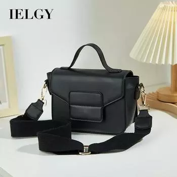 IELGY Женская простая и универсальная черная сумка-мессенджер, повседневная и модная сумка через плечо. чёрный