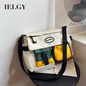 IELGY Женская простая трендовая сумка-мессенджер большой вместимости через плечо чёрный