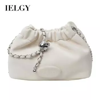 IELGY Женская розовая сумка-мессенджер на цепочке, нишевая сумка-ведро со складками, модная сумка белого облака чёрный