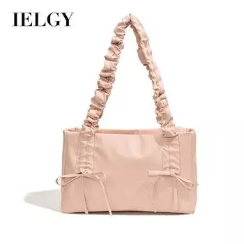 IELGY Женская розовая сумка премиум-класса подмышкой, плиссированная сумка-тоут с бантом, сумка через плечо. розовый