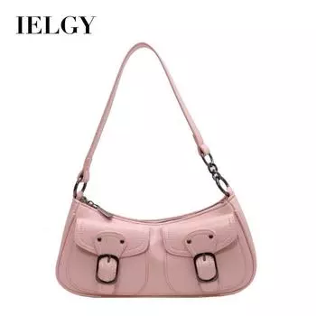 IELGY Женская розовая универсальная сумка подмышкой, однотонная, простая, повседневная сумка-мессенджер через плечо чёрный