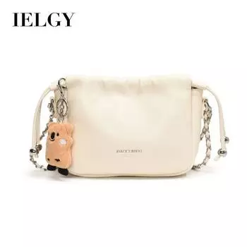 IELGY Женская серебряная сумка-ведро Niche Design с цепочкой через плечо чёрный