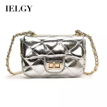 IELGY Женская серебряная универсальная сумка-мессенджер, маленькая квадратная сумка, мини-сумка на цепочке с ромбами