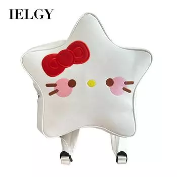 IELGY Женская школьная сумка с милым мультяшным котом KT, милый и универсальный рюкзак большой вместимости с пятиконечной звездой. белый