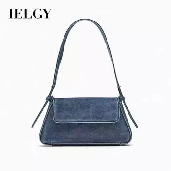 IELGY Женская сумка-багет, модная универсальная синяя джинсовая сумка на плечо подмышкой.