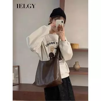 IELGY Женская сумка большой вместимости, простая сумка через плечо из мягкой кожи, сумка для мамы и ребенка в стиле ретро с косым плетением чёрный