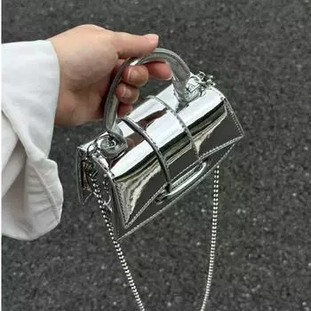 IELGY Женская сумка-цепочка с серебряными бусинами, нишевая мини-сумочка, маленькая квадратная сумка через плечо высокого класса