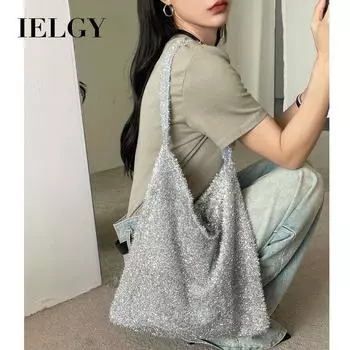 IELGY Женская сумка через плечо, большая вместительная сумка из золотой проволоки, дизайнерская ниша, ручная сумка с магнитной пряжкой, 4 цвета серебряный