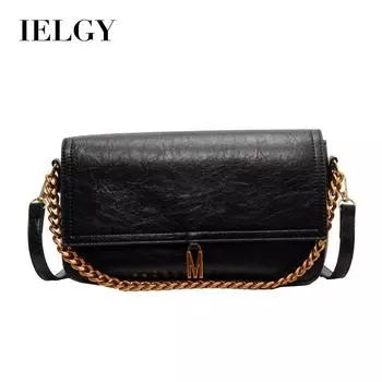 IELGY Женская сумка через плечо большой емкости в стиле ретро, простая цепочка через плечо, маленькая квадратная сумка чёрный