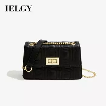 IELGY Женская сумка через плечо из искусственной кожи, маленькая квадратная сумка на плечо, черная, ремешок-цепочка белый