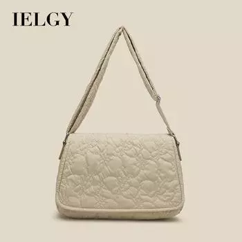 IELGY Женская сумка через плечо нишевого трендового дизайна, плиссированная сумка большой вместимости с простой текстурой чёрный