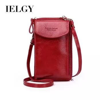 IELGY Женская сумка через плечо, однотонная мини-сумка-мессенджер для мобильного телефона красный