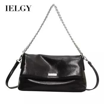 IELGY Женская сумка через плечо с косой петлей, переносная сумка подмышкой с цепочкой чёрный