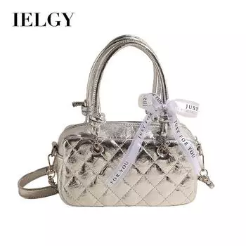IELGY Женская сумка через плечо с серебряной цепочкой в виде ромба, портативная сумка-подушка Boston