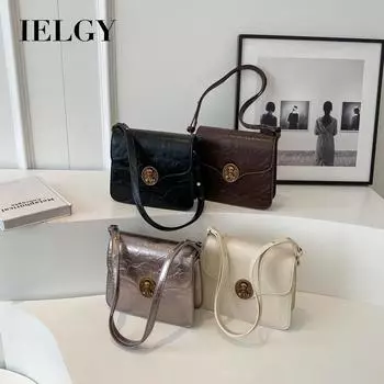 IELGY Женская сумка через плечо, сумка в стиле ретро, повседневная сумка-мессенджер, маленькая квадратная сумка шампанского