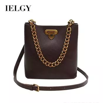 IELGY Женская сумка через плечо в стиле ретро, сумка-ведро на цепочке темные хаки