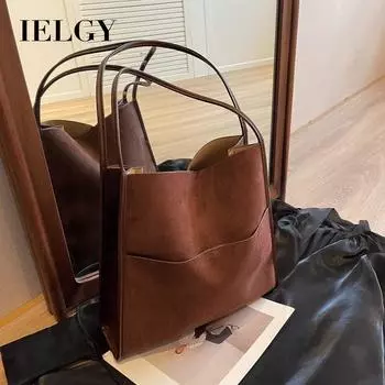 IELGY Женская сумка для матери и ребенка, сумка через плечо в стиле ретро, сумка для покупок большой вместимости. коричневый