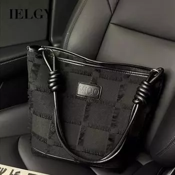 IELGY Женская сумка для матери и ребенка, ткань с бахромой, портативная женская сумка-ведро большой вместимости на плечах и подмышках. чёрный