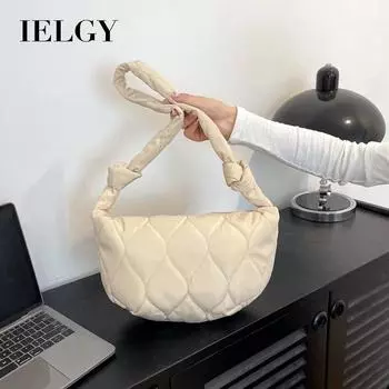 IELGY Женская сумка-мешок большого объема в корейском стиле с косым креплением на одно плечо, вышитая нейлоновая сумка в стиле ретро-луны белый