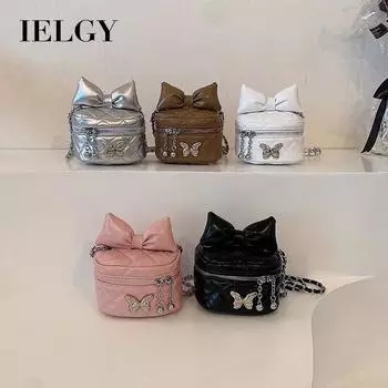 IELGY Женская сумка-мешок с бантиком, красный конверт-мессенджер на цепочке. коричневый