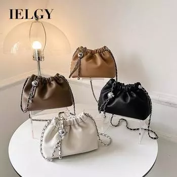 IELGY Женская сумка-мессенджер через плечо с узором личи и цепочкой белый