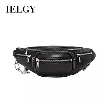 IELGY Женская сумка-мессенджер из яловой кожи, сумка на плечо с цепочкой и цепочкой S чёрный