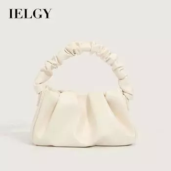 IELGY Женская сумка-мессенджер на цепочке, плиссированная сумка подмышками, портативная маленькая квадратная сумка. бежевый