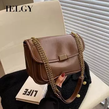 IELGY Женская сумка-мессенджер с цепочкой большой вместимости, повседневная, простая, через плечо, модная, для поездок на работу чёрный