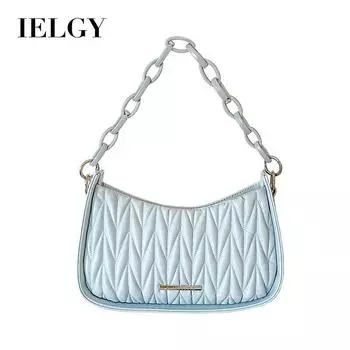 IELGY женская сумка-мессенджер со складками и ромбами, универсальная сумка через плечо премиум-класса с акриловой цепочкой под мышками белый