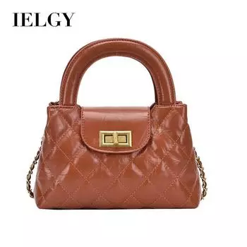 IELGY Женская сумка-мессенджер, универсальная портативная сумка через плечо в стиле ретро с бриллиантовой цепочкой чёрный