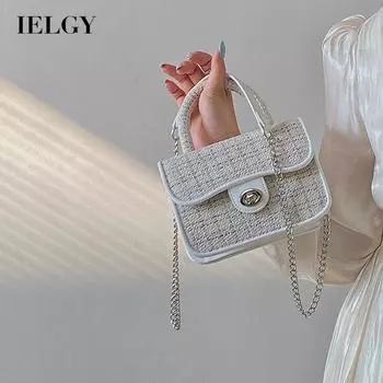 IELGY женская сумка-мессенджер в клетку с цепочкой и нишевым дизайном белый