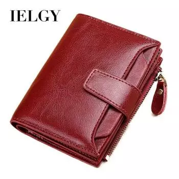 IELGY женская сумка модная натуральная кожа на молнии для денег универсальная черная простая корейская версия водительские права красный